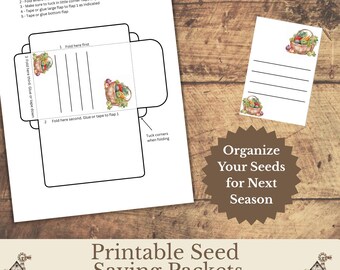 Printable Seed Envelopes Set, Seed Saving and Storage Organizer, Garden Seed Packet Templates for Homestead and Vegetable Garden Seeds