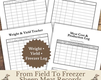 Sheep Meat Processing Tracker Printable,  Weight & Yield Log, Hanging Weight Calculator, Freezer Inventory Record PDF