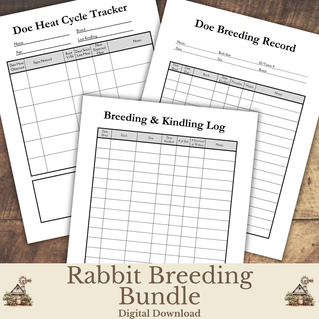 Rabbit Breeding Record Bundle Printable - Etsy