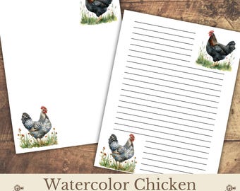 Printable Chicken Stationery, Homestead Chicken Journal Pages, Note booking Sheets,