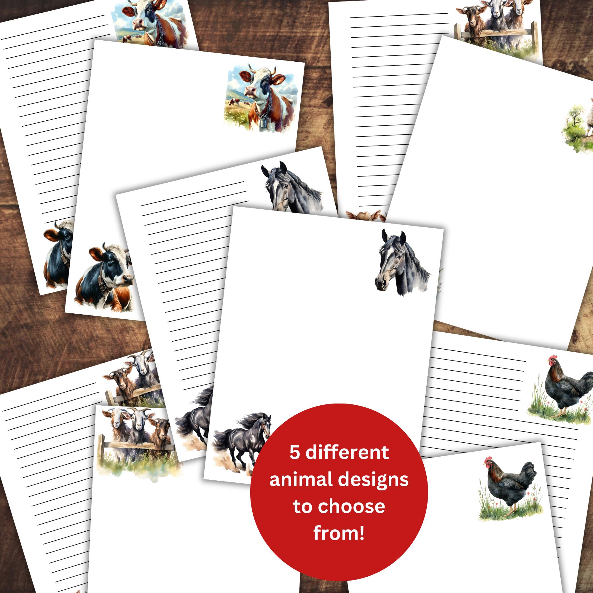 Printable Farm Animal Stationary, Homestead Livestock Journal Pages ...