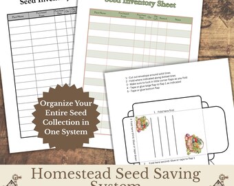 Seed Organization System Bundle, Seed Inventory Tracker and Printable Seed Envelopes, Seed Saving and Garden Seed Management System