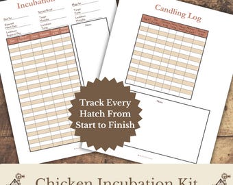 Chicken Incubation Kit Printable, Incubation Tracker, Candling Log, Hatch Record & Chick Tracker,Backyard Poultry PDF