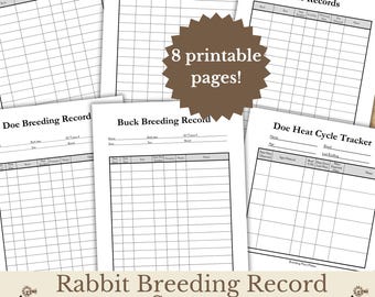Rabbit Breeding Record System Printable, Doe Heat Tracker, Kindling Log, Homestead Rabbitry, Nest Box Log
