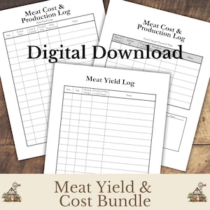 Homestead Meat Processing Bundle, Yield & Cost Tracker, Butcher Processing Log Printable