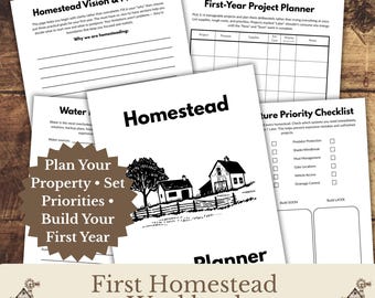 Beginning Homestead Planner Printable, First Homestead Workbook, Property, Livestock & Garden Planning Kit