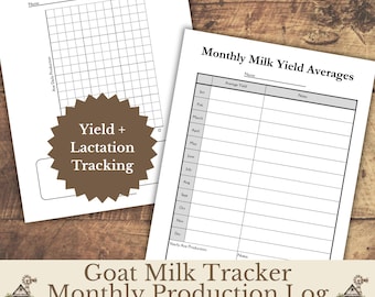 Goat Milk Production Tracker Printable, Monthly Milk Yield Log & Lactation Chart, Dairy Goat Performance Record Sheet PDF