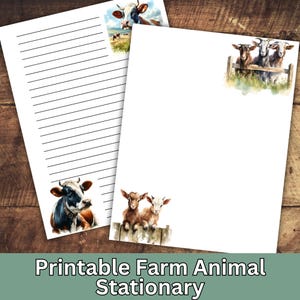 Papelería imprimible de animales de granja, páginas de diario de ganado de granja, hojas de cuaderno, descarga digital