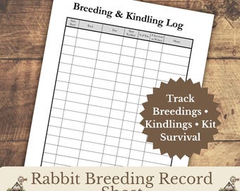 Rabbit Breeding Record Printable, Litter Performance Tracker, Doe & Buck Breeding Log, Kit Survival Record Sheet