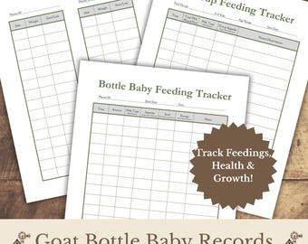 Goat Bottle Baby Records Printable, Bottle Feeding Tracker, Kid Weight Log, Milk Replacer Guide, Homestead PDF