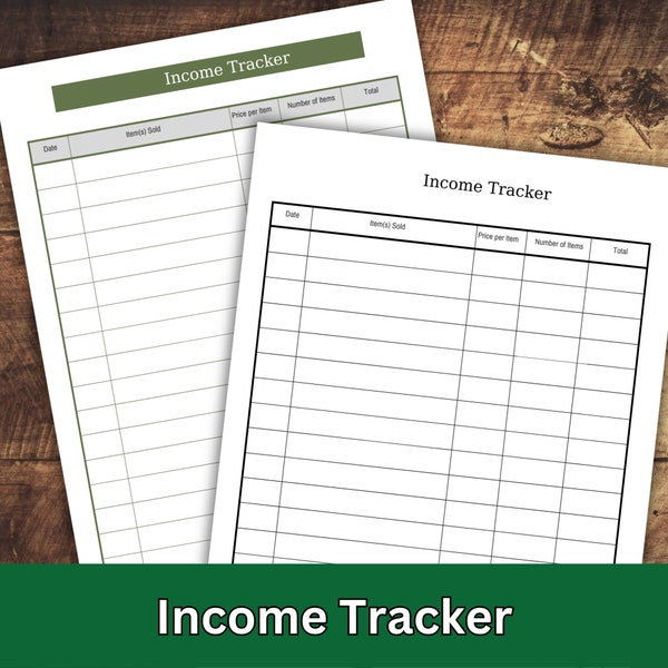 Homestead Income Tracker, Livestock Printable, Money Management