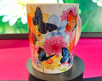 Beautiful butterflies, coffee mug, 15 oz, colorful, gift for mom, gift for her, birthday, mother's day