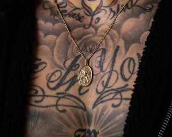 18k Gold St Michael Pendant Saint Michael, Medal Archangel Michael Necklace, Protector Pendant Necklace For Women, Gift For Man Jewelry Gift