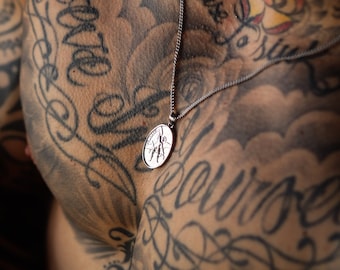 Silver St Michael Pendant Saint Michael Medal Archangel Michael Necklace Protector Pendant Necklace For Men Gift For Man Boyfriend Gift,