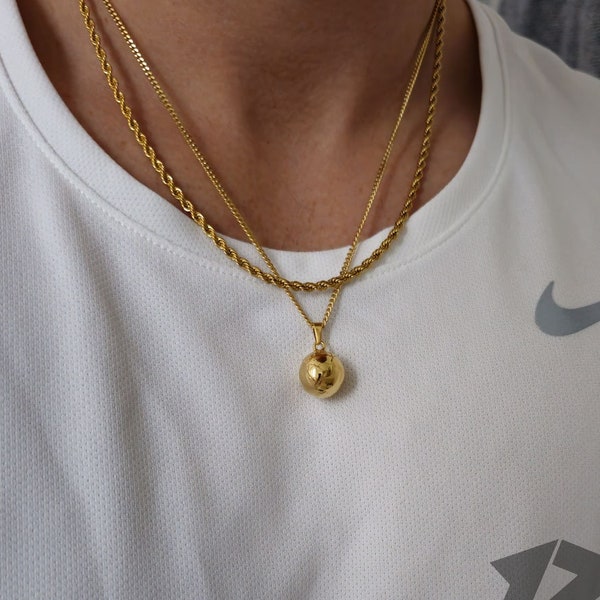 18K Gold Planet Globe Pendant Necklace, Mens Necklace, Chain & Pendant, Gift for him, Globe Pendant, Travel gift, Planet Pendant