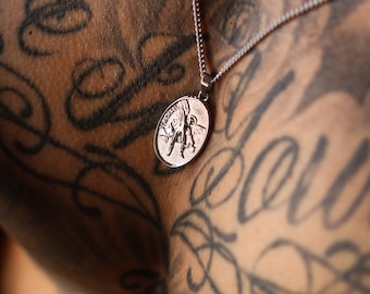 St. Michael Pendant Necklace, Mens Necklace, Waterproof, Stainless Steel, Catholic Accessory, Religious Fashion, Stylish Gift, Unisex