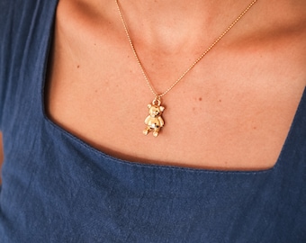 Cute Teddy Bear Necklace, Gold Teddy Bear Necklace, Tiny Teddy Bear Necklace, Dainty Bear Necklace, Birthday Gift, Best Friend Gift,