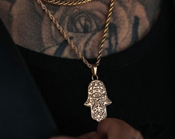 Hamsa Pendant Necklace, Protection Necklace, Hamsa Necklace, Mens Pendants, Mens Necklace, Free Tracked Shipping, Gift for him,