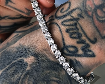 Tennis Bracelet, 3MM Tennis Bracelet, Minimalist Bracelet, Cz Diamond, Stainless Steel, Free Tracked Shipping, Gift for him, Mens Bracelet