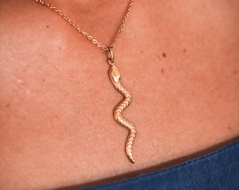 18K Gold Snake Pendant Necklace, Serpent Necklace, Snake Pendant Necklace, Gift For Women, Dainty Necklace, Minimalist Necklace