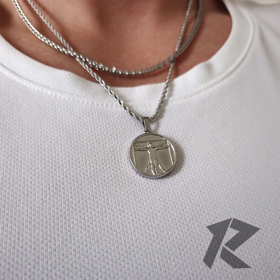 Vitruvian Man Pendant - (Silver)