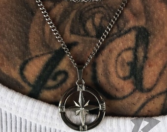 North Star Necklace Set, Travel Necklace, North Star, Stainless Steel, Free Tracked Shipping, Gift for him, Chain & Pendant, Mens Necklace,