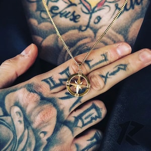 North Star Necklace, Travel Necklace, Compass Stainless Steel, Free Tracked Shipping, Gift for him, Chain & Pendant, Mens Necklace,