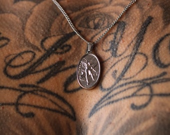 Handmade Archangel Saint Michael Necklace, Silver Archangel Pendant, St. Michael Silver Men's Pendant, Religious Gift for Men, Mens Necklace
