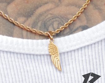 Guardian Angel Necklace, Mens Feather Necklace, Mens Necklace, Angel Wing Necklace for Men, Religious Jewelry, Minimalist Necklace,
