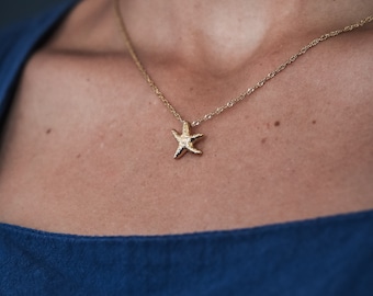 Gold Starfish Necklace, Starfish Jewellery, Necklaces for Women, Bridesmaid Gift, Gift for Her, Birthday Gift, Dainty, Ocean Beech Necklace