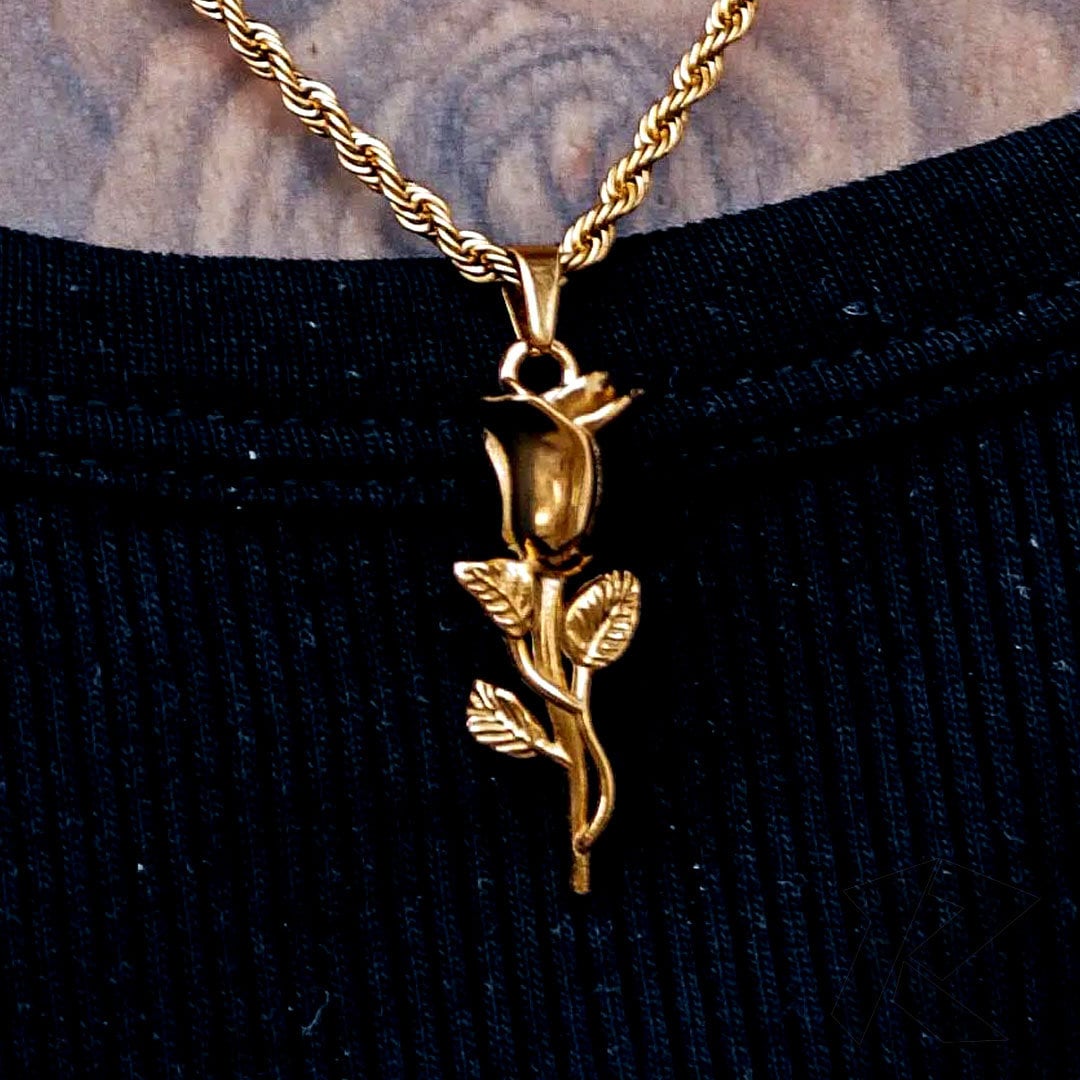 925 Sterling Silver Rose Flower Pendant Necklace