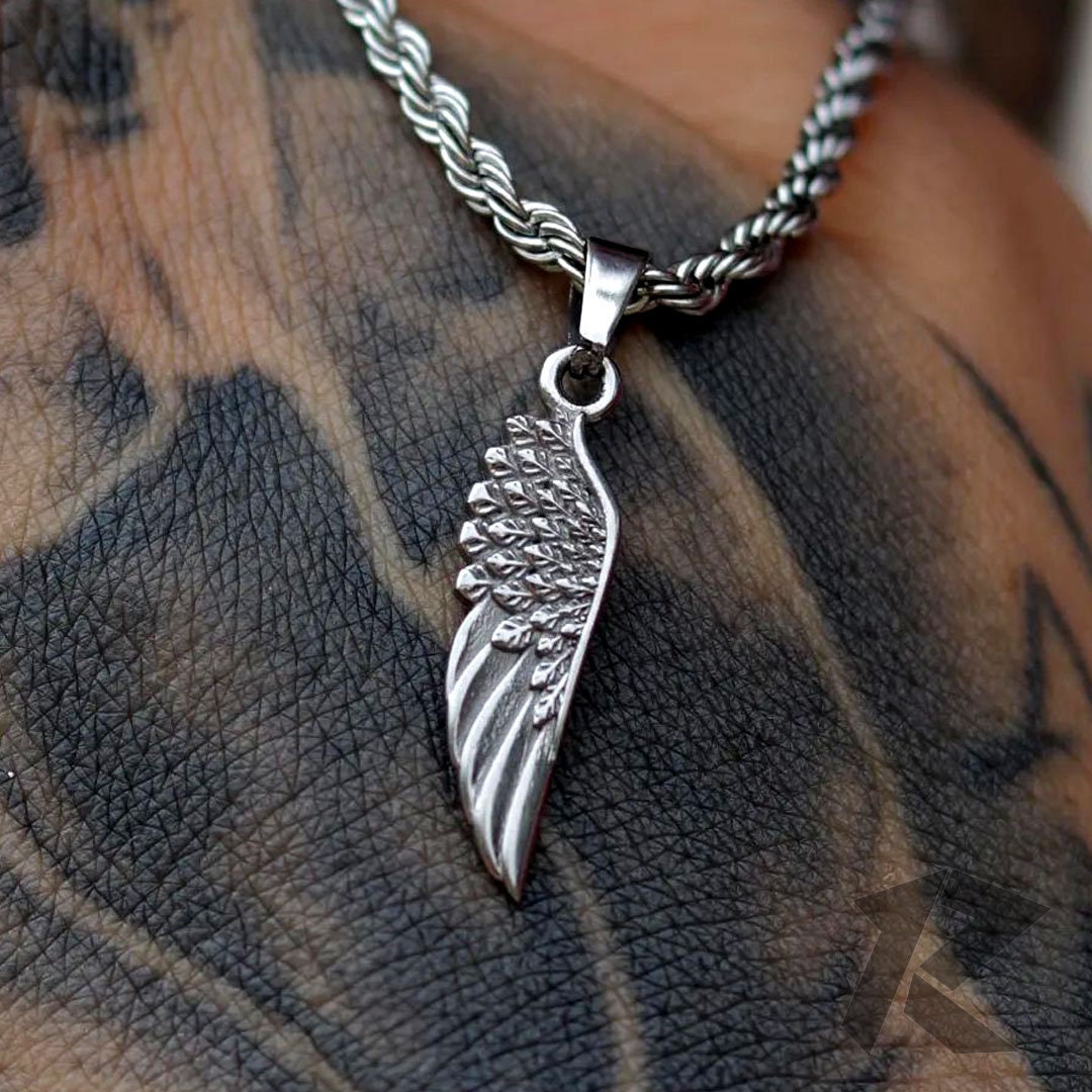 Angel Wing Pendant, Wing Necklace, Mens Pendant, Mens Necklace