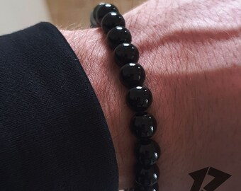 Bracelet en onyx noir, bracelet pour homme, bracelet de perles, bracelet de protection, bracelet pour homme, bracelet pour homme, bracelet minimaliste, pierres précieuses,