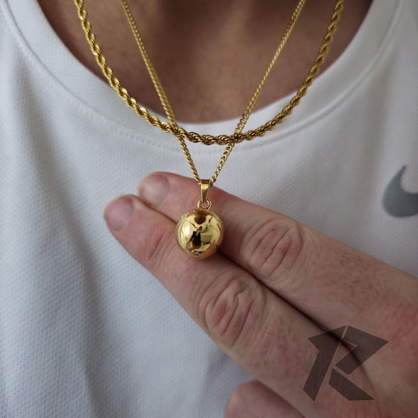 18K Gold Globe Pendant Necklace, Mens Pendants, Mens Necklace, Chain & Pendant, Gift for him, Globe Pendant, Travel gift, Planet Pendant