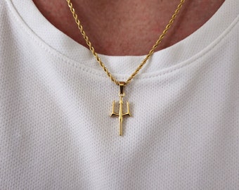 Neptune’s Trident Pendant Necklace, Mens Trident Pendant, Silver Necklace, Pendant Trident Necklace, Necklace for men, Mens Necklace,