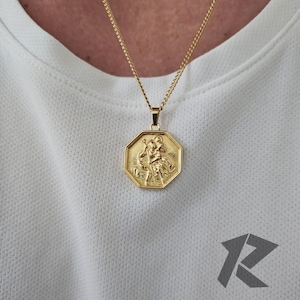 Personalised 18ct Gold Plated St Christopher Necklace • Safe