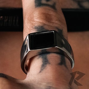 Silver Mens Ring, Rings for Men, Black Onyx Ring, Stainless Steel, Free Tracked Shipping, Gift for him, Men Ring, Black Onyx,