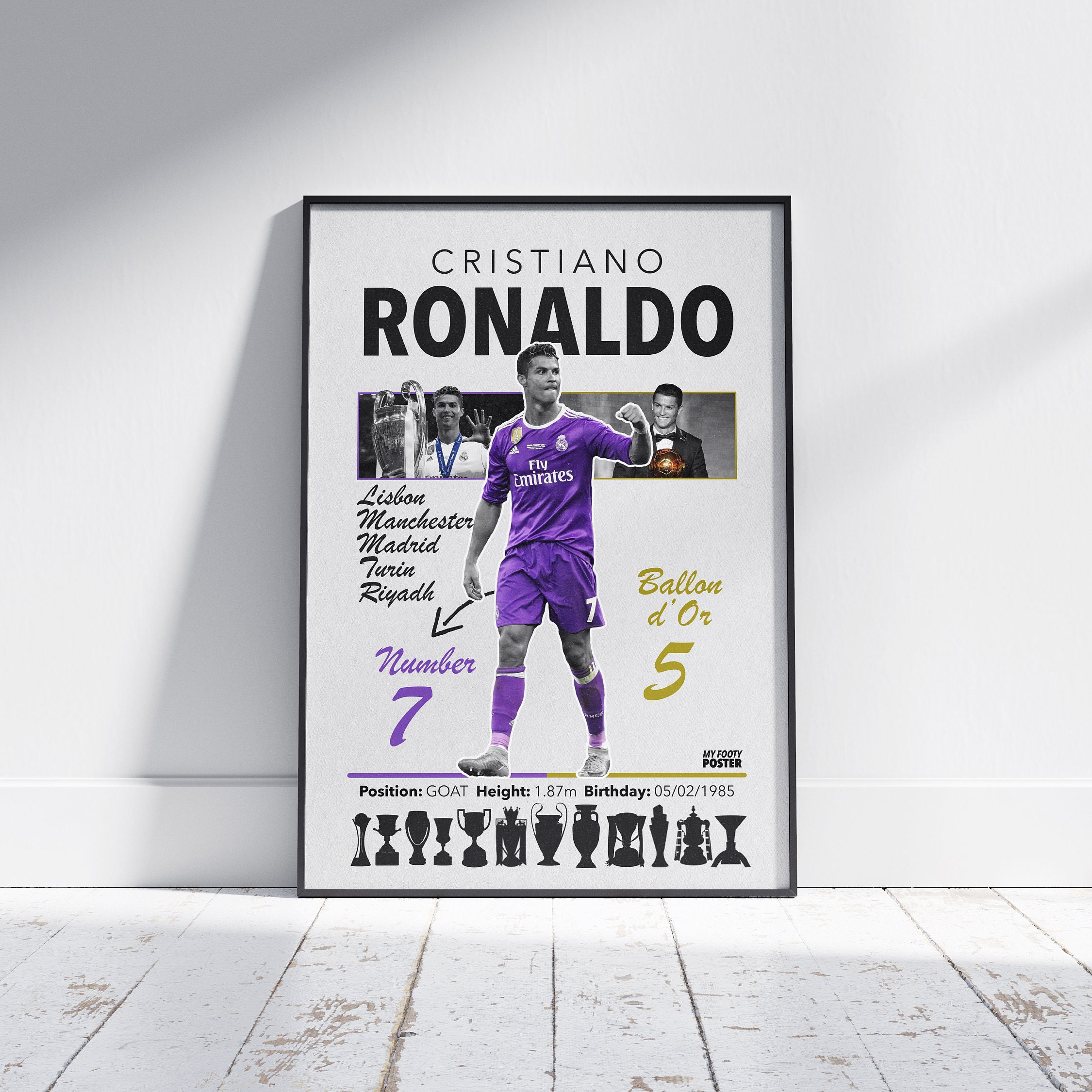 dreamjersey90s Real Madrid 2016-17 Purple Jersey Ronaldo #7 L