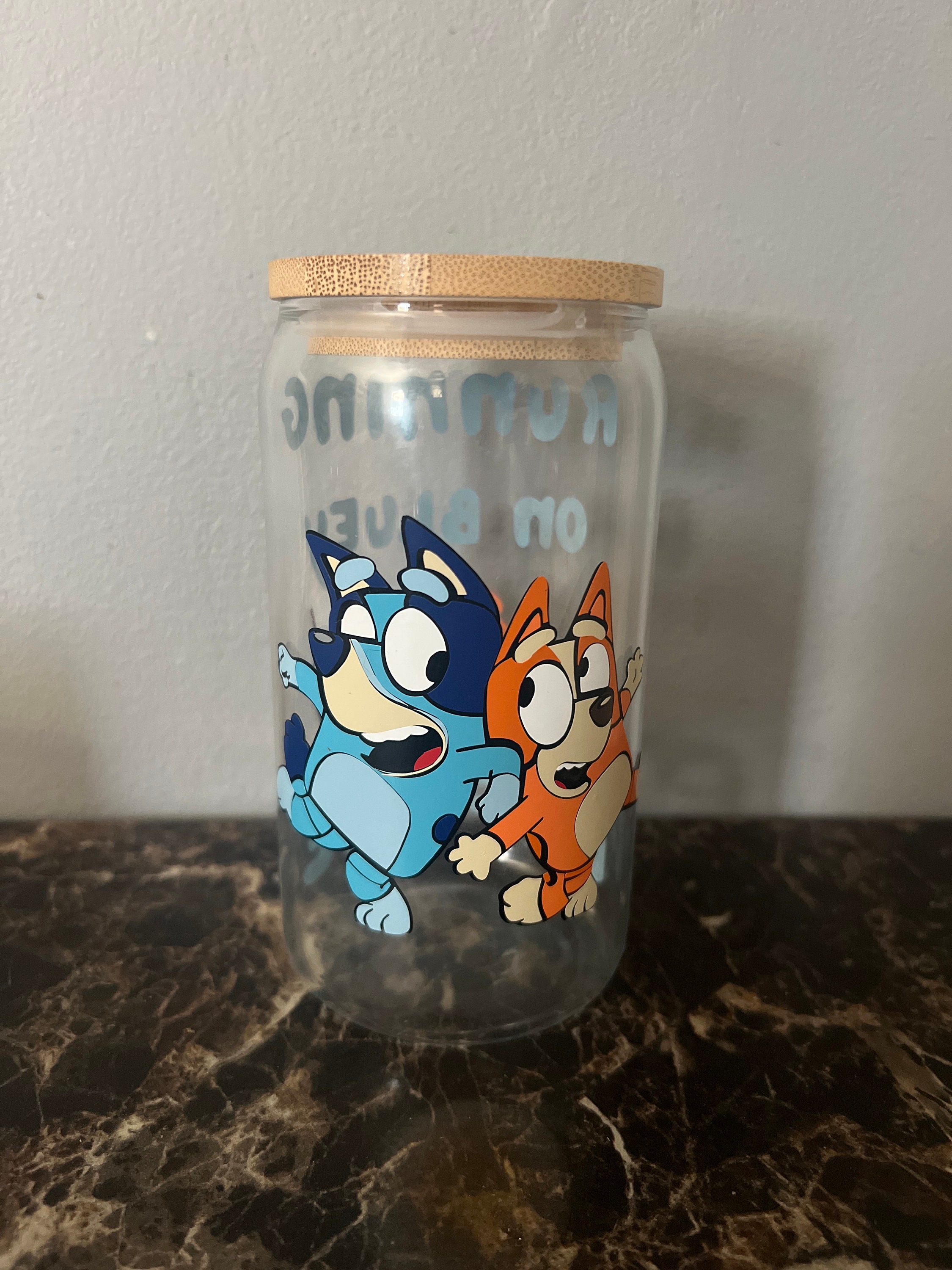 Bluey Beer Can Glass Cartoon Character Cup Iced Coffee 