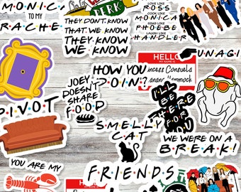 Set of 20 stickers. Friends Inspired TV Themed Stickers, friends tvshow, friends stickers, friends sticker pack, vinyl stickers