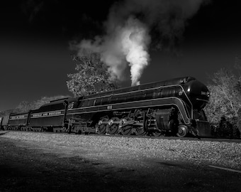 Steam Locomotive Art Print – Norfolk & Western J611 | Roanoke Virginia Train Wall Decor | Historic Railway Photography