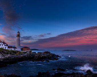 Portland Maine Lighthouse Fine Art, Coastal Lighthouse Photography Wall Art, Lighthouse Sunset Photography, Lighthouse Photography Art Print