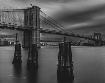 Brooklyn Crossing – Black and White Brooklyn Bridge Photo – NYC Wall Art Print – New York City Photography – Urban Home Decor