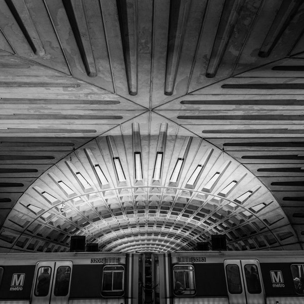 Washington DC Print, Black and White Photography, Metro Wall Art, Urban Wall Decor, Subway Art, Architectural DC, Travel Art