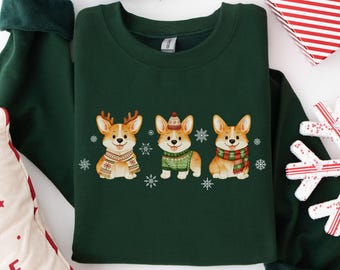 Corgi Christmas Sweatshirt, Cute Dog Holiday Sweater, Festive Corgi Lover Gift, Funny Xmas Crewneck, Winter Pet Lover Outfit, Dog Mom Top