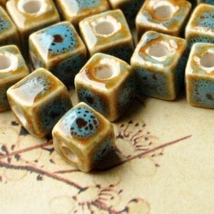 1/10/100Pc 8mm Ceramic Cube Beads For Jewelry Making, Macrame Beads Large Hole 1.8mm, Colorful Cube Beads, Loose Clay Beads, Wholesale Beads