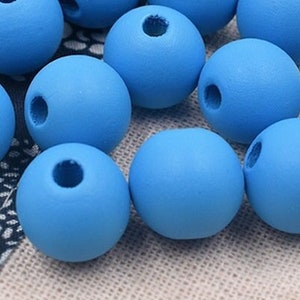 1/20Pcs 16mm Matte Colored Wooden Beads For Jewelry Making, Loose Round Wood Macrame Beads Large Hole 4mm 10 Colors Available, Bulk Beads
