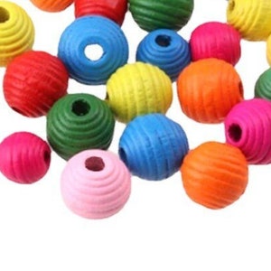 420/770Pc 16/12mm Colored Wooden Beads For Jewelry Making, Wholesale Macrame Beads Large Hole 4mm, Assorted Painted Wood Beads Textured