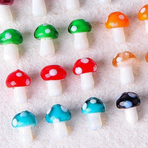1/10Pc 10*14*20mm Colorful Large Mushroom Beads For Jewelry Making, Big Cottagecore Glass Beads, Lampwork Fairycore Style Charms