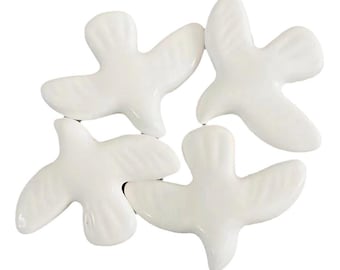 10 dużych białych ceramicznych koralików gołębi - 34 x 43 mm Ręcznie robione materiały rzemieślnicze